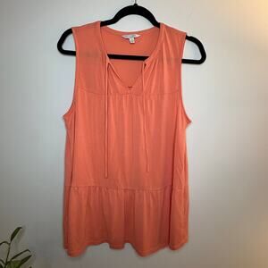 Lucky Brand Coral Peasant Tank Top Cotton V Neck Large Large